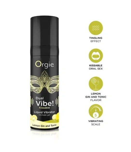 Gel Stimulator Vibrator Lichid Dual Vibe! Aroma Gin tonic si Lamaie, 15 ml, #2, Erotic24.ro