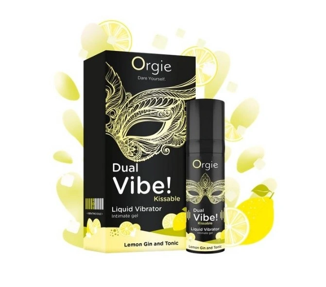 Gel Stimulator Vibrator Lichid Dual Vibe! Aroma Gin tonic si Lamaie, 15 ml