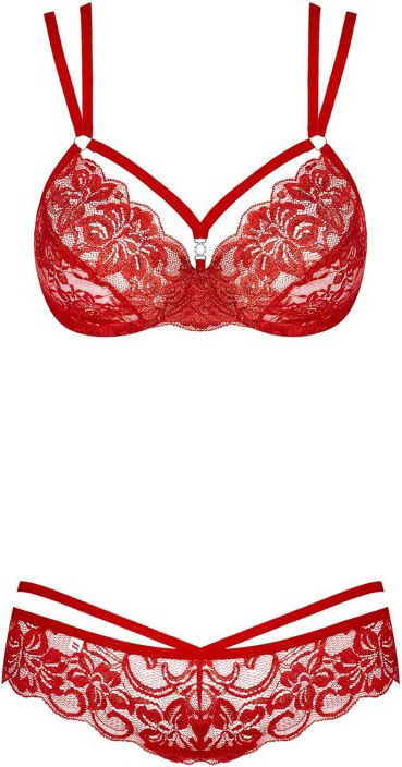 Set Lenjerie Sexy Jean Rosu S/M, #3, Erotic24.ro