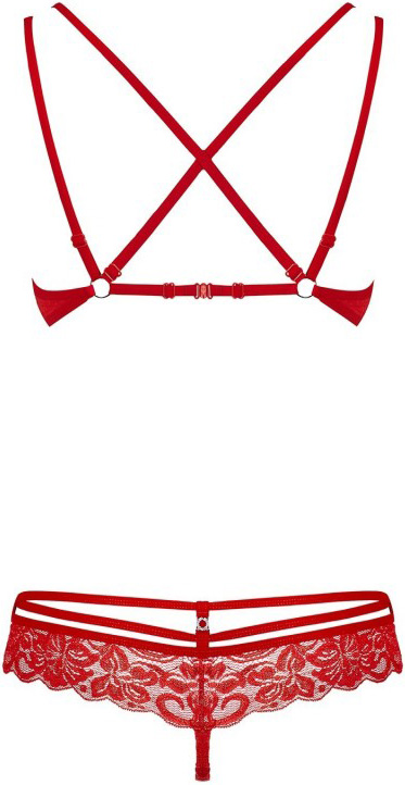 Set Lenjerie Sexy Jean Rosu S/M, #4, Erotic24.ro