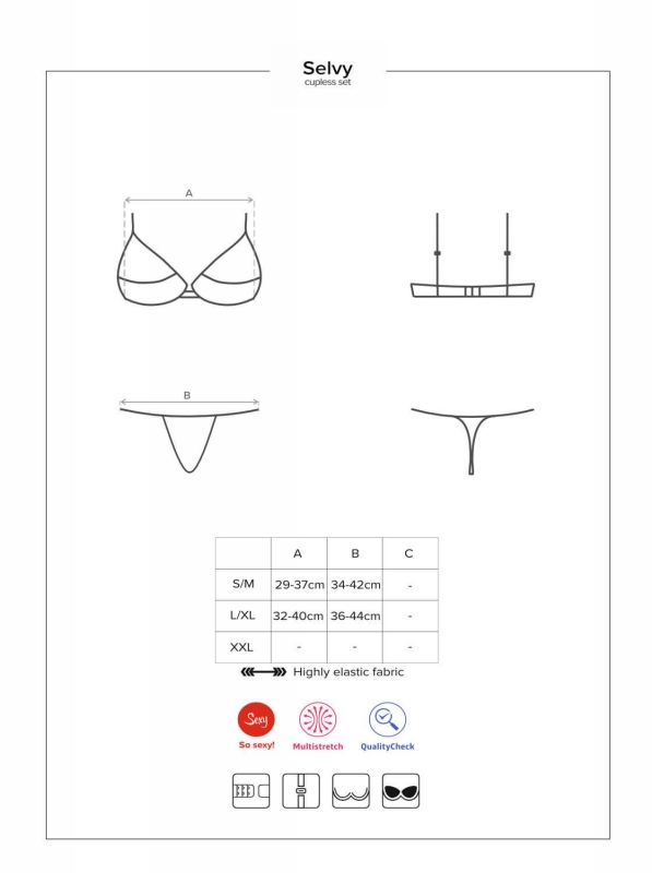 Set 2 Piese Selvy Cupless Animal Print L/XL, #3, Erotic24.ro