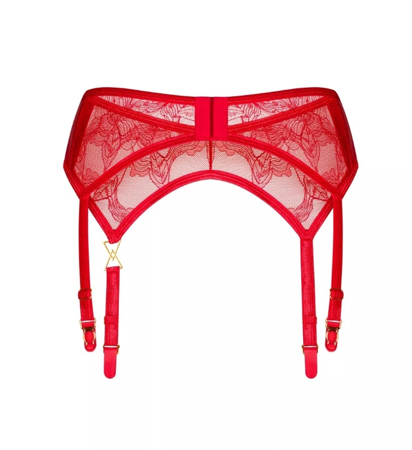Portjartier Aliosa, Dantela si Wetlook, Rosu, L/XL, Nr. 4, Erotic24.ro