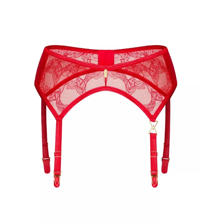 Portjartier Aliosa, Dantela si Wetlook, Rosu, L/XL, Nr. 5, Erotic24.ro