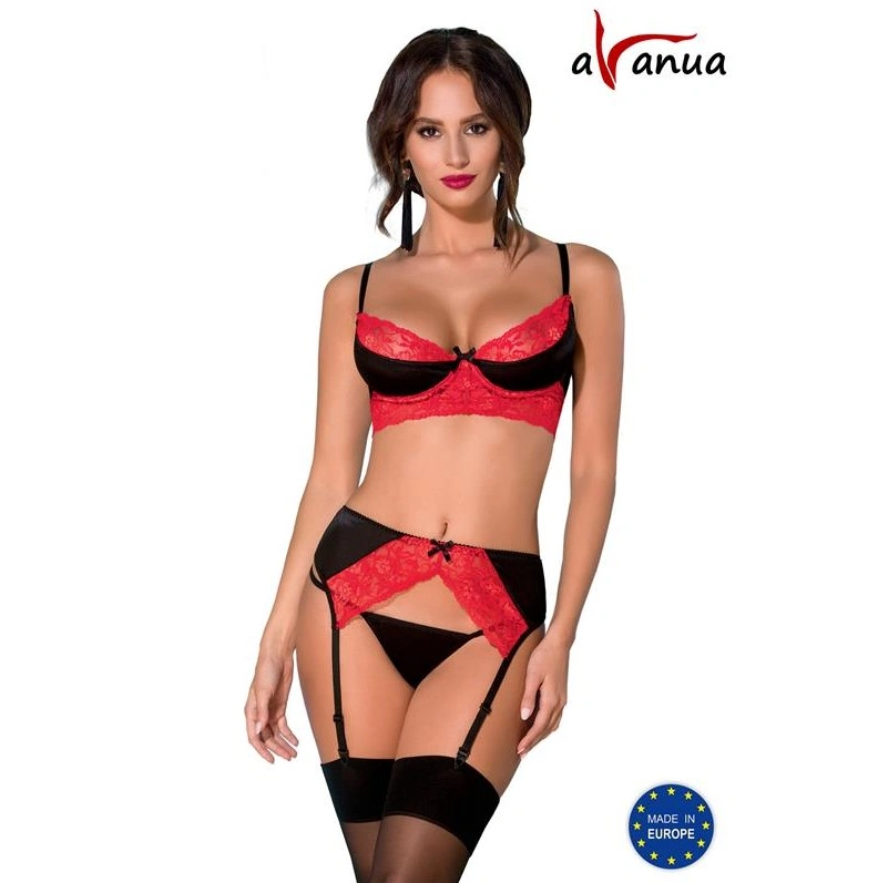 Set 3 Piese Odina, Negru/Rosu, S/M in SexShop KUR Romania