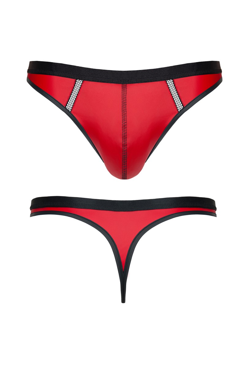 Bikini Tanga Piele Ecologica, Rosu, M, #3, Erotic24.ro