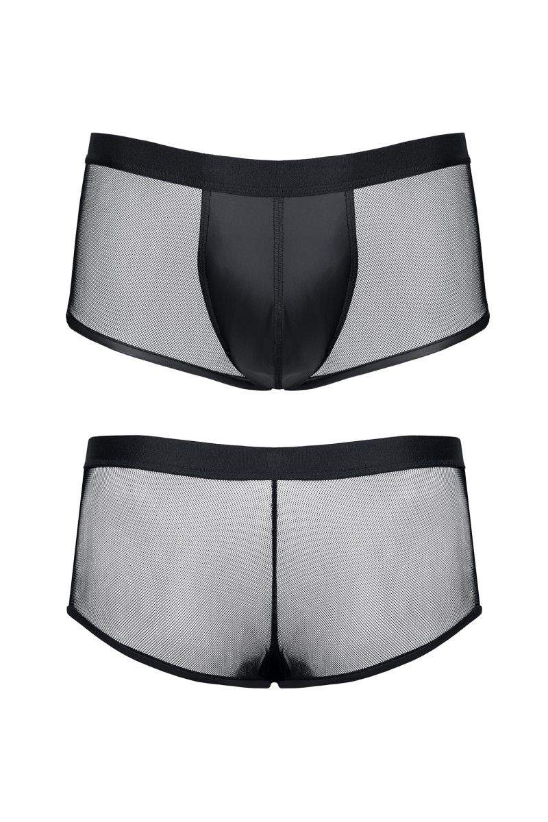 Boxeri din Plasa si Piele Ecologica, Negru, L, #3, Erotic24.ro