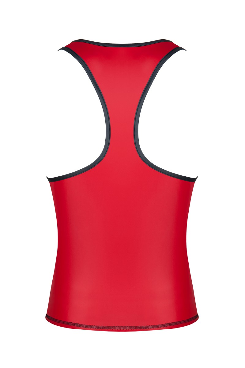 Top fara Maneci din Piele Ecologica, Rosu/Negru, M, Nr. 4, Erotic24.ro