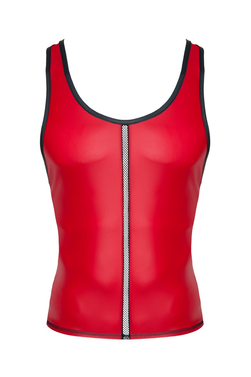 Top fara Maneci din Piele Ecologica, Rosu/Negru, M, Nr. 3, Erotic24.ro