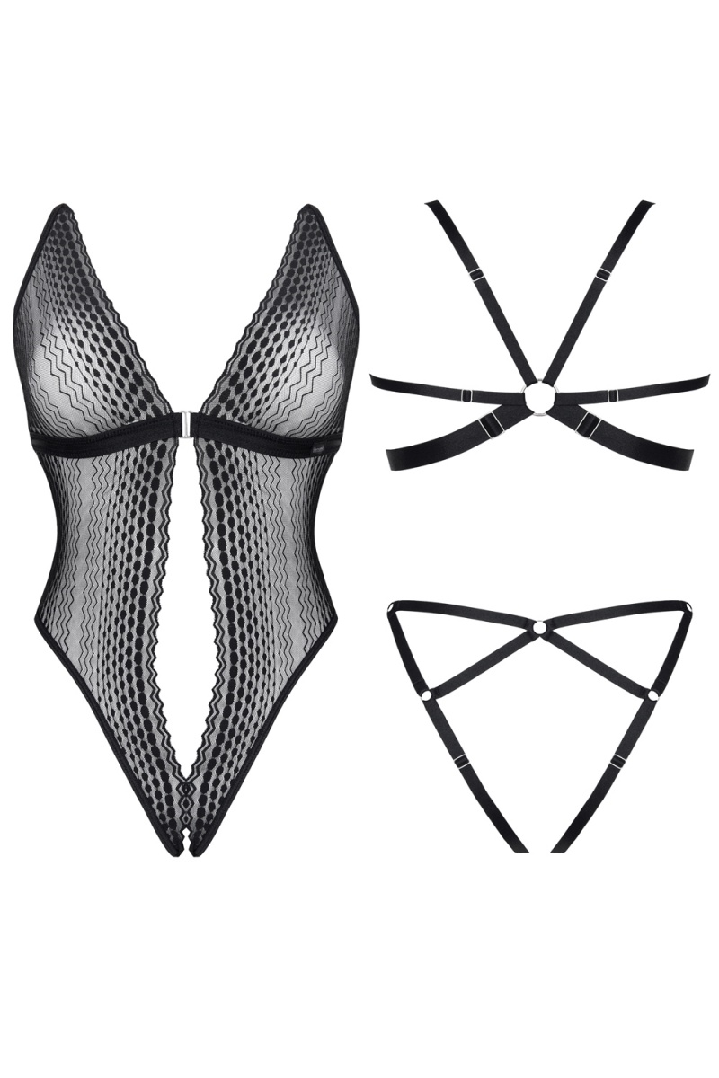 Body Isbel Crotchless Negru M, Nr. 8, Erotic24.ro