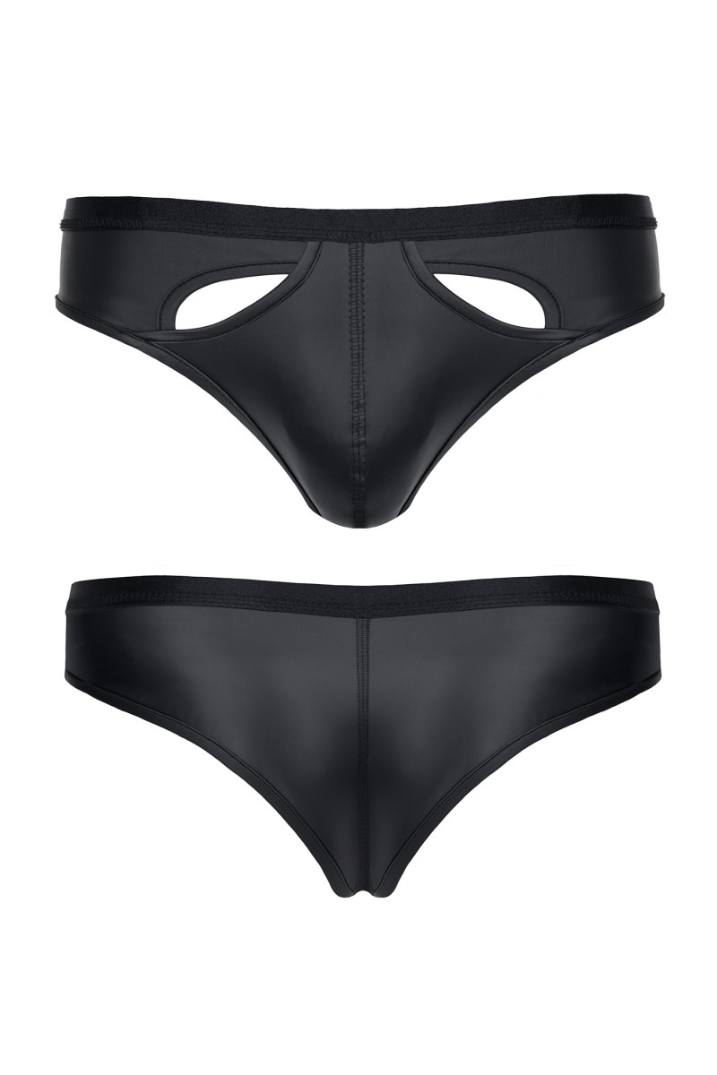 Bikini Barbati Stil Brazilian cu Decupaje, Piele Ecologica, Negru, M, Nr. 3, Erotic24.ro