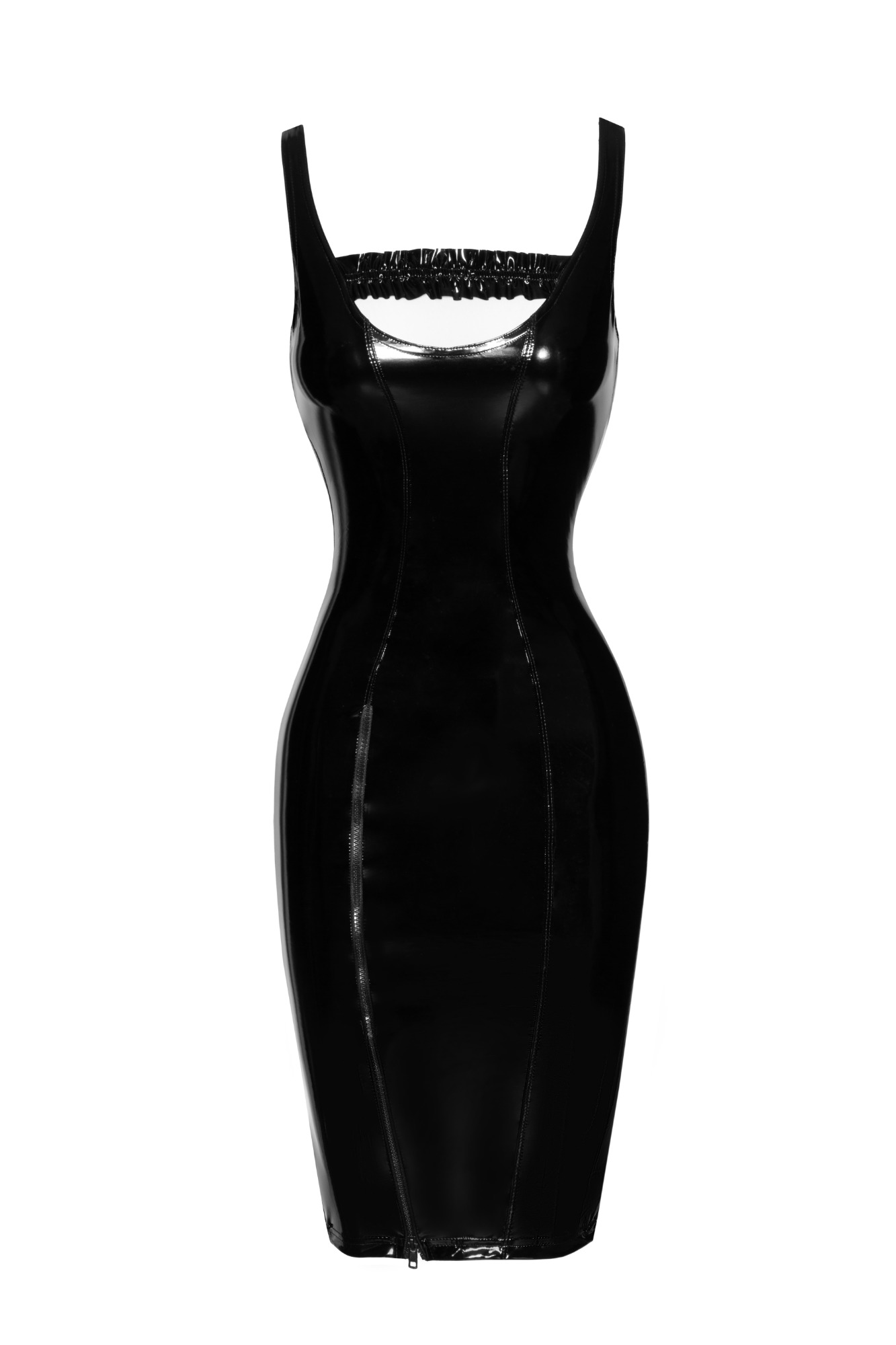 Rochie Midi PVC Lucios cu Fermoar in Fata S, Nr. 4, Erotic24.ro