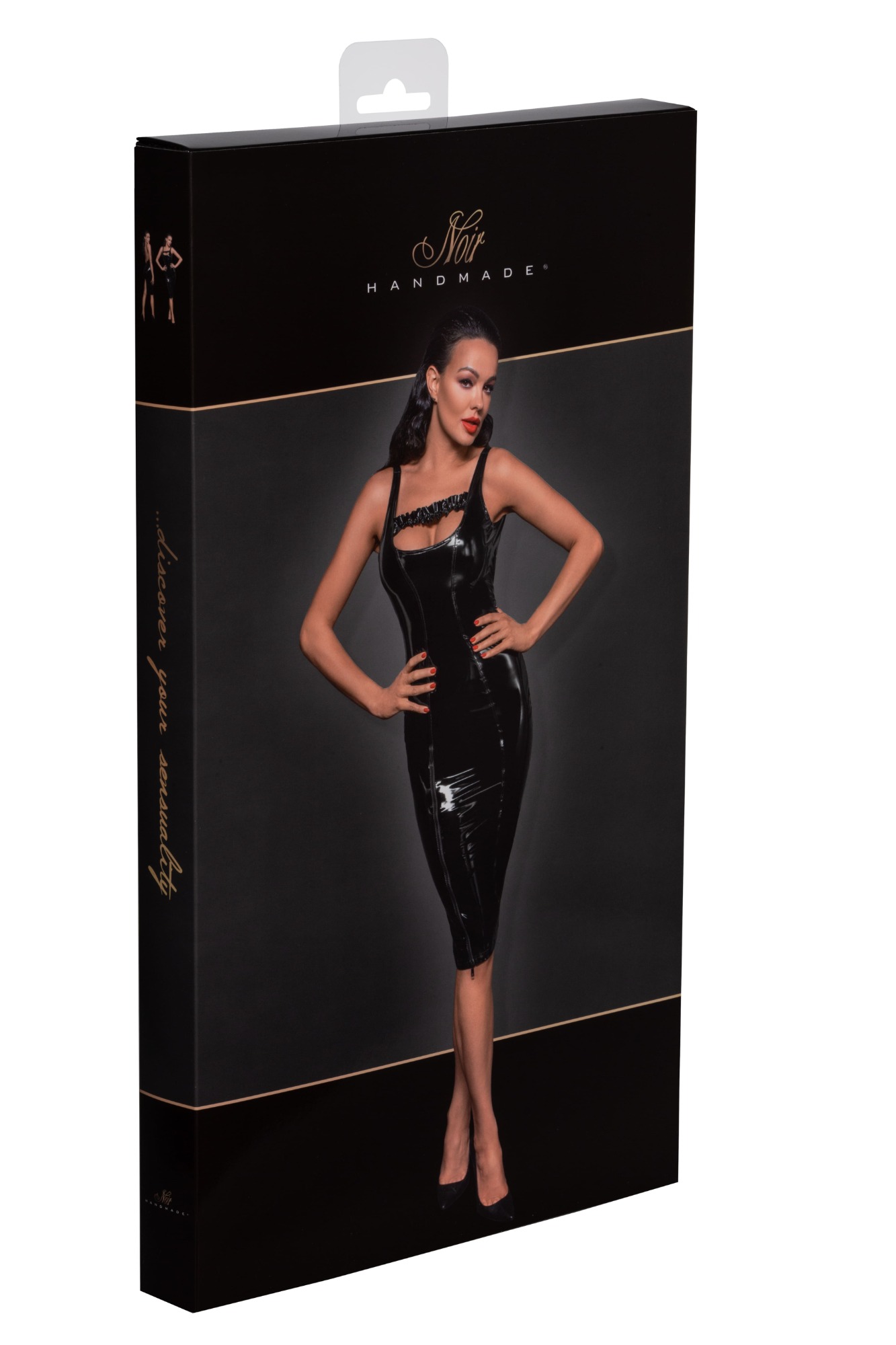 Rochie Midi PVC Lucios cu Fermoar in Fata M, #6, Erotic24.ro