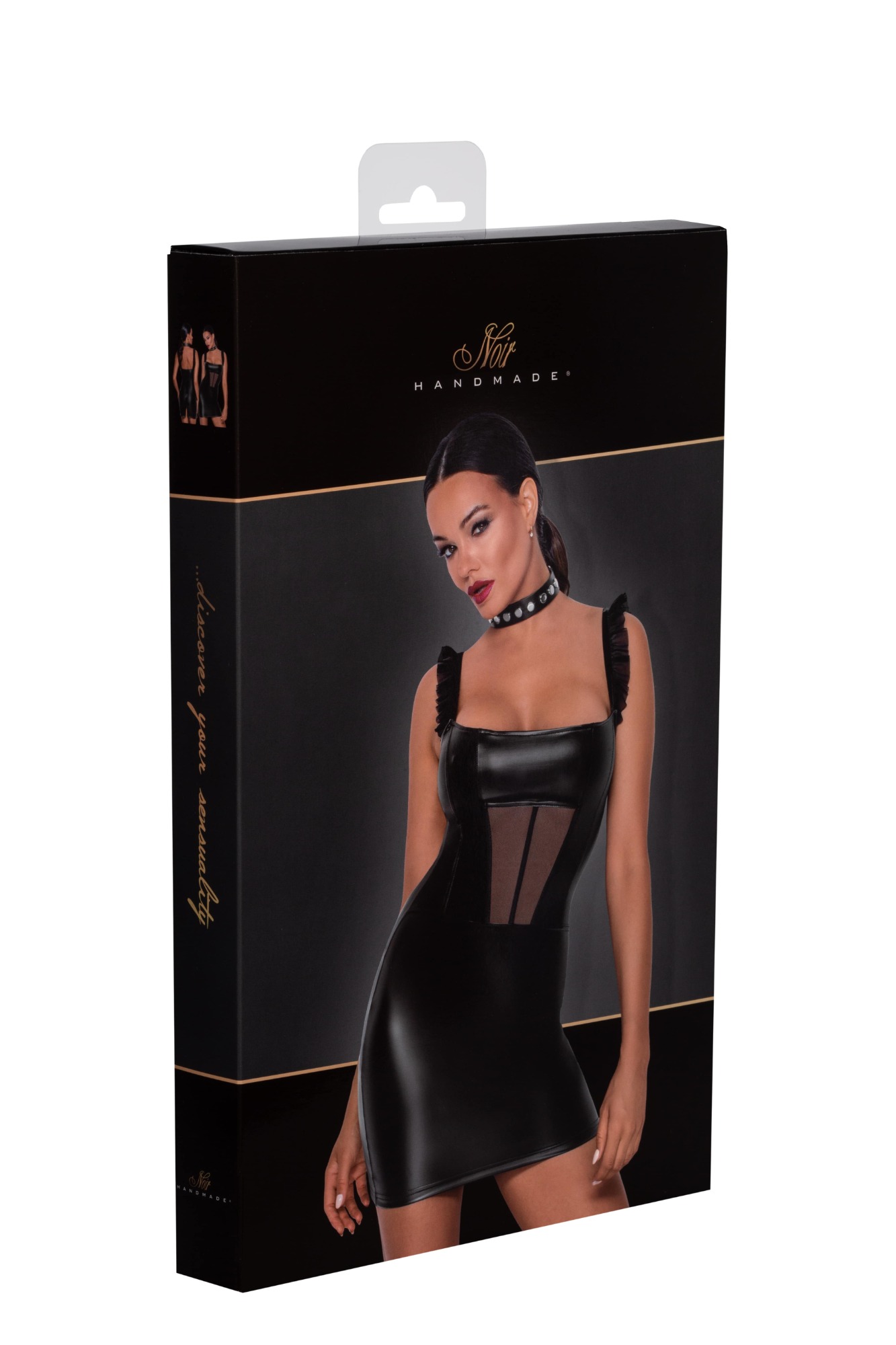 Rochie Mini Powerwetlook cu Insertii Tulle si Volanase S, #5, Erotic24.ro