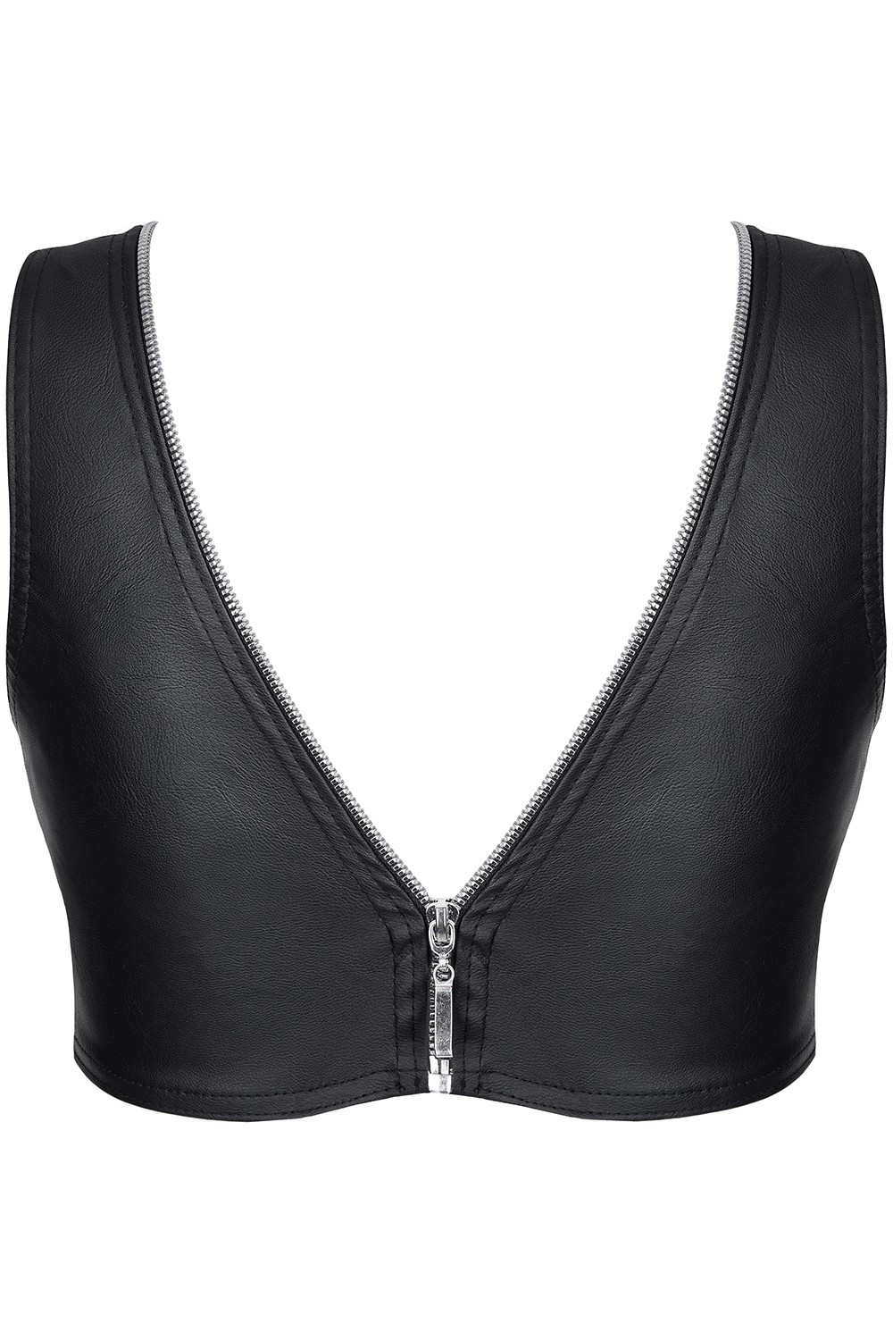 Top Elisabetta Piele Ecologica Neagra cu Fermoar S, #4, Erotic24.ro