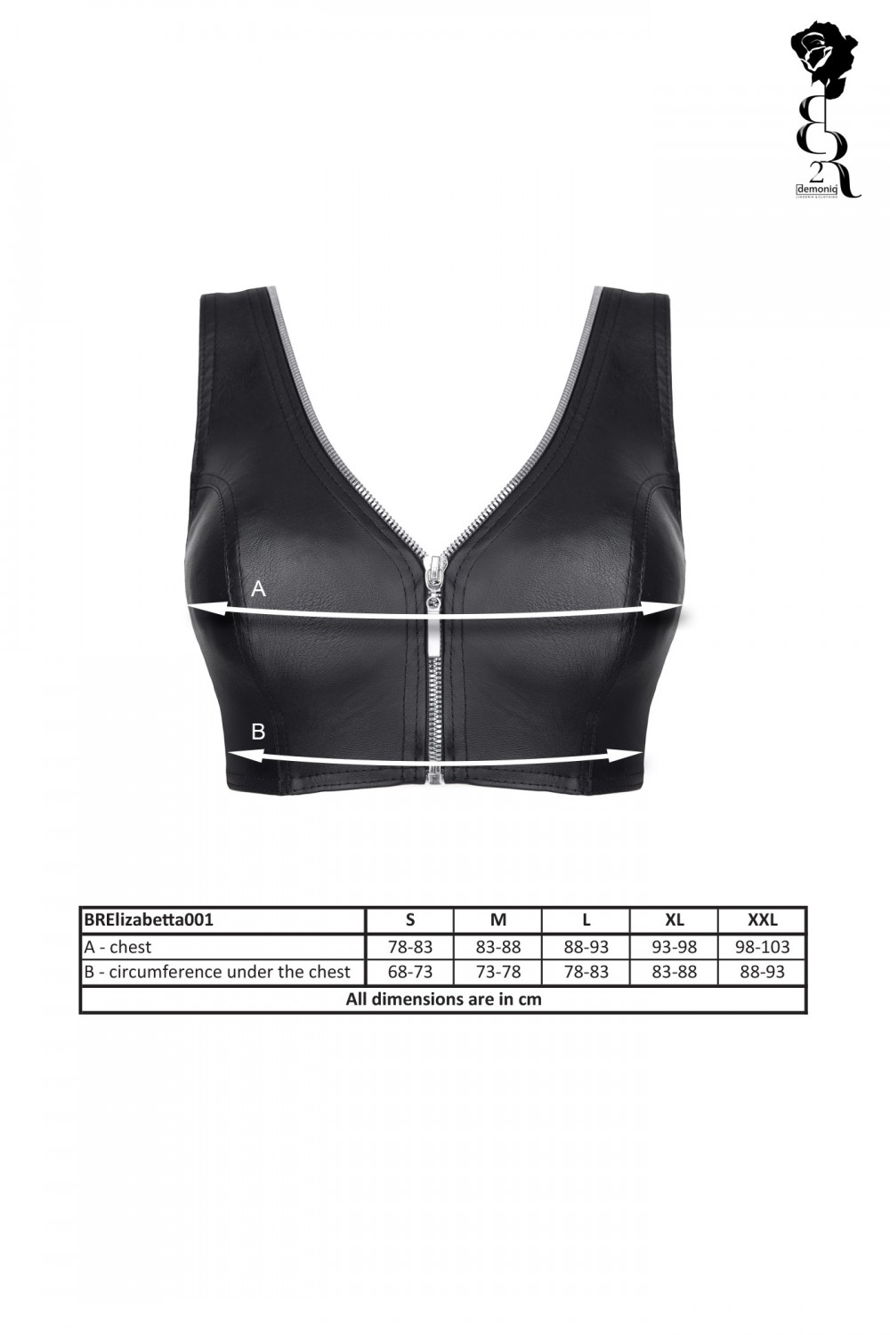 Top Elisabetta Piele Ecologica Neagra cu Fermoar M, #5, Erotic24.ro