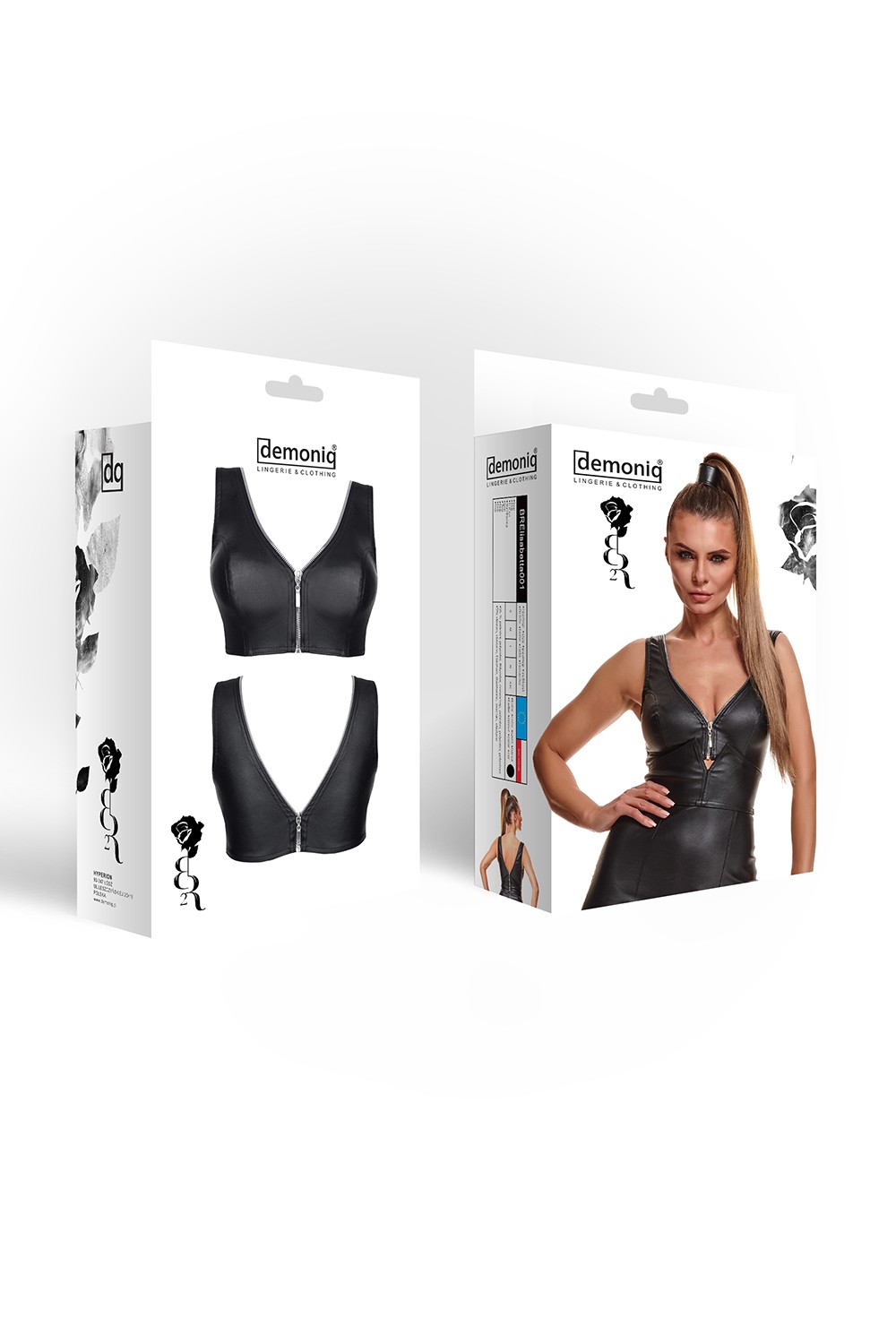 Top Elisabetta Piele Ecologica Neagra cu Fermoar M, #6, Erotic24.ro