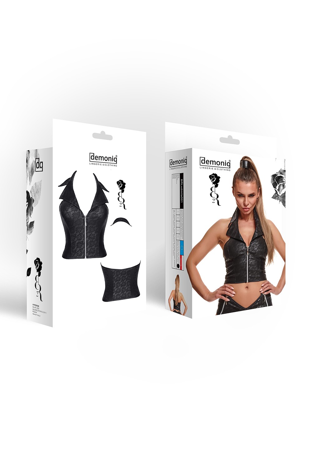 Top Ludmila Piele Ecologica cu Imprimeu Floral Negru M, #8, Erotic24.ro