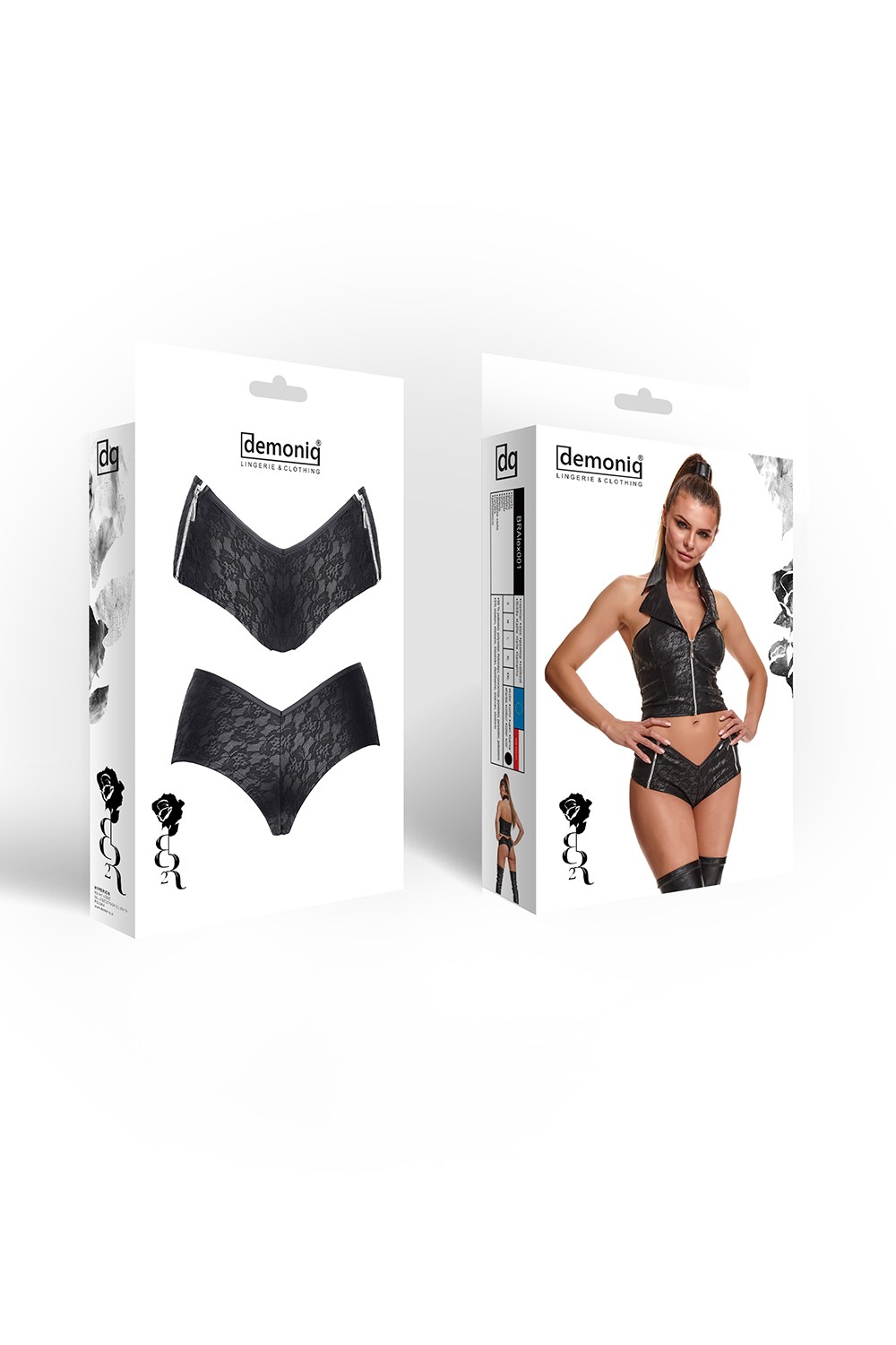 Pantaloni Scurti Alex Piele Ecologica Imprimeu Floral Negru S, #10, Erotic24.ro