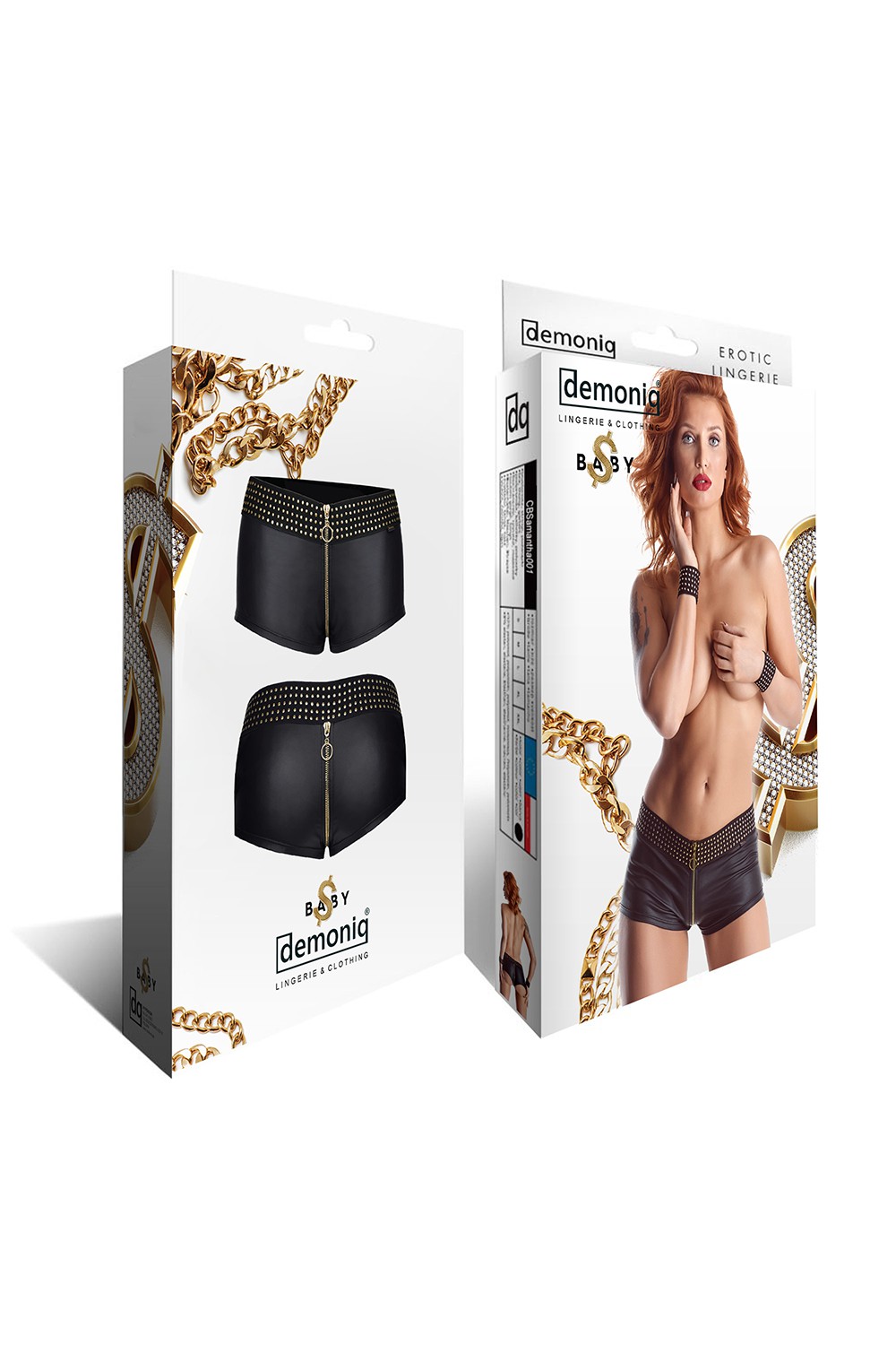 Pantaloni Scurti Michelle cu Fermoar Dubla Deschidere, Negru, S, #7, Erotic24.ro