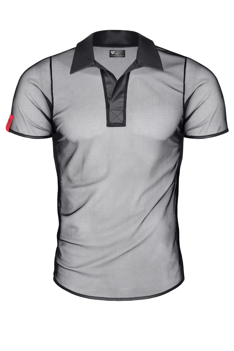 Tricou Polo Roberto din Plasa, Negru, M, #7, Erotic24.ro