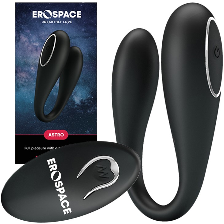 Stimulator Astro Remote Control, 12 Moduri Vibratii Puternice Erospace, Silicon, USB, Negru, #9, Erotic24.ro