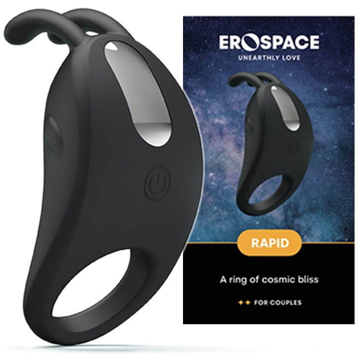 Inel de Penis Rapid 7 Moduri Vibratii Erospace, Silicon, USB, Negru, #7, Erotic24.ro