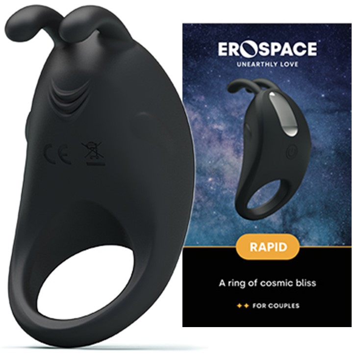 Inel de Penis Rapid 7 Moduri Vibratii Erospace, Silicon, USB, Negru, #8, Erotic24.ro