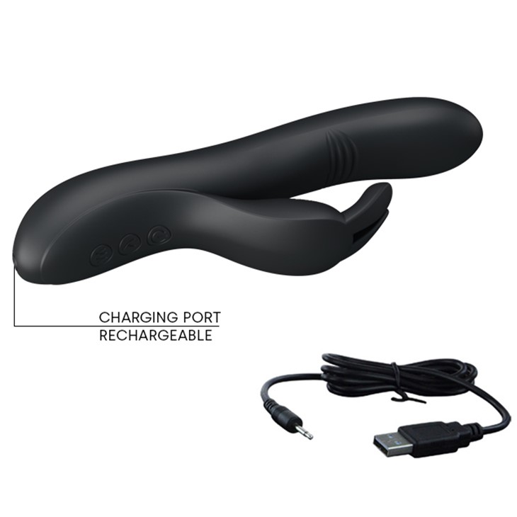 Vibrator Gemini Bending Erospace, Silicon, USB, Negru, 21 cm, #3, Erotic24.ro