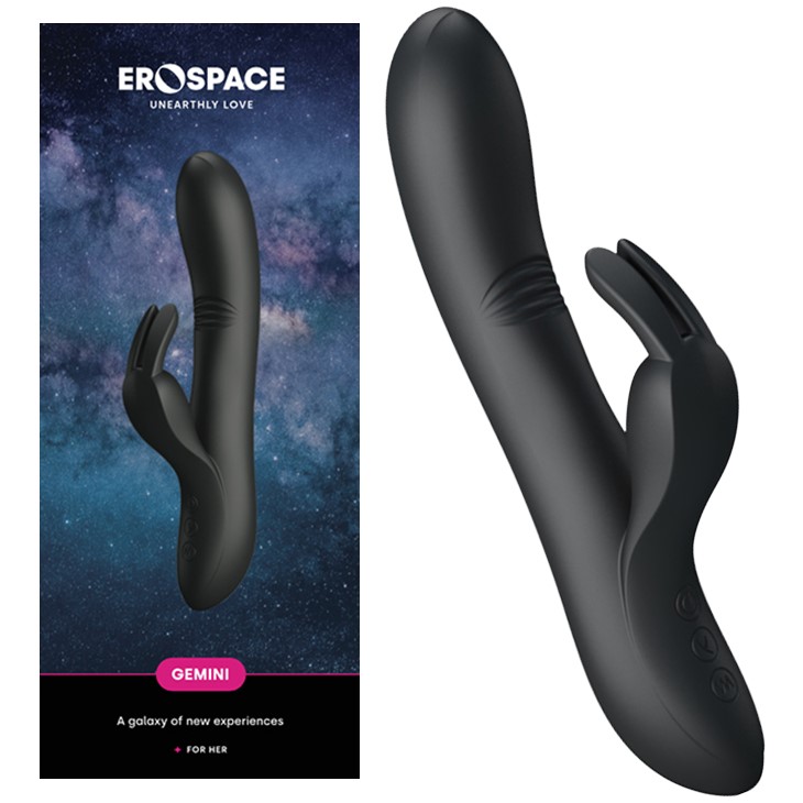 Vibrator Gemini Bending Erospace, Silicon, USB, Negru, 21 cm, #7, Erotic24.ro