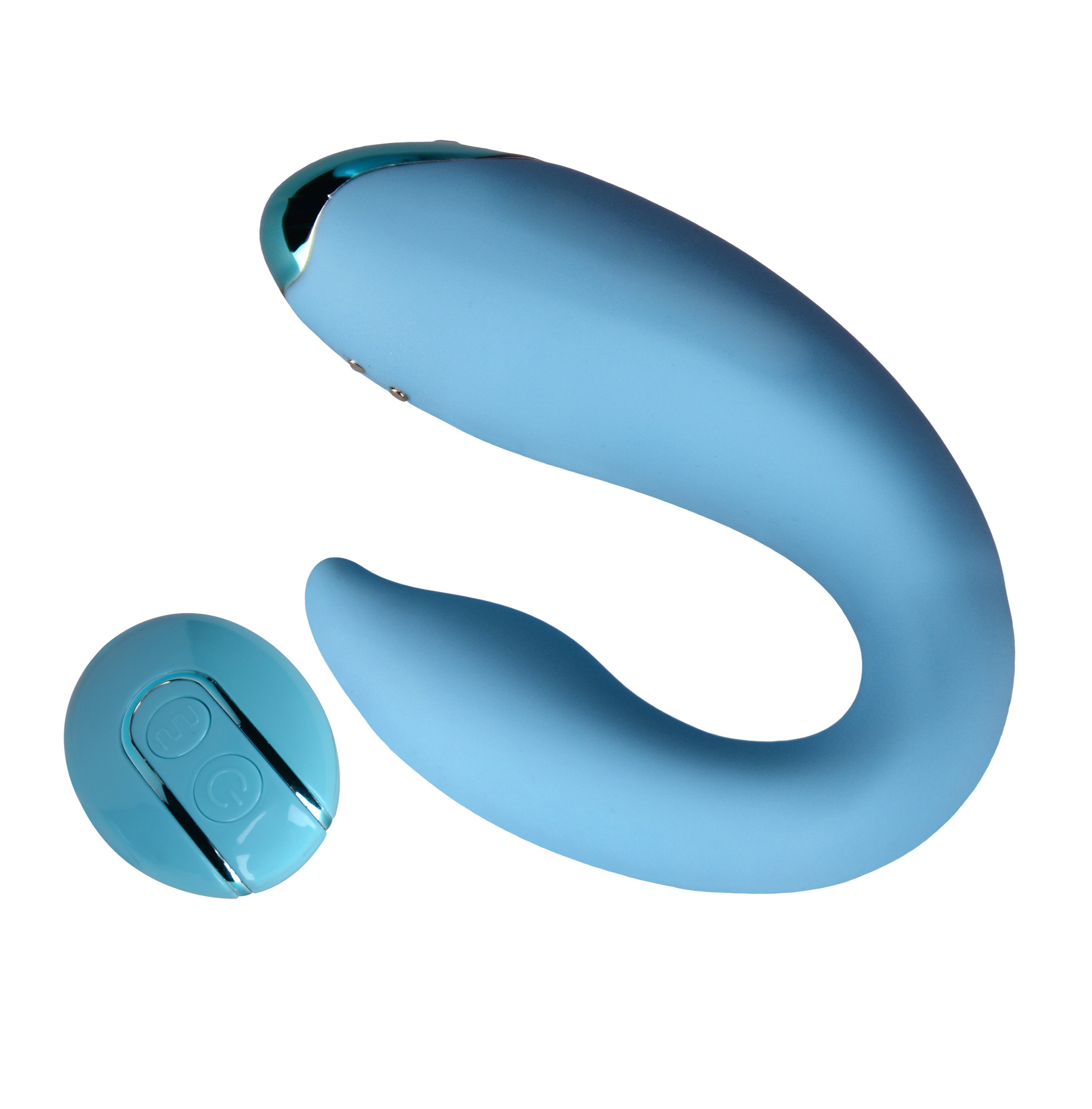 Vibrator Cuplu PleasureBerry FairyGasm, 10 Moduri Vibratii, Remote Control, Silicon, USB, IPX7, Albastru, #6, Erotic24.ro