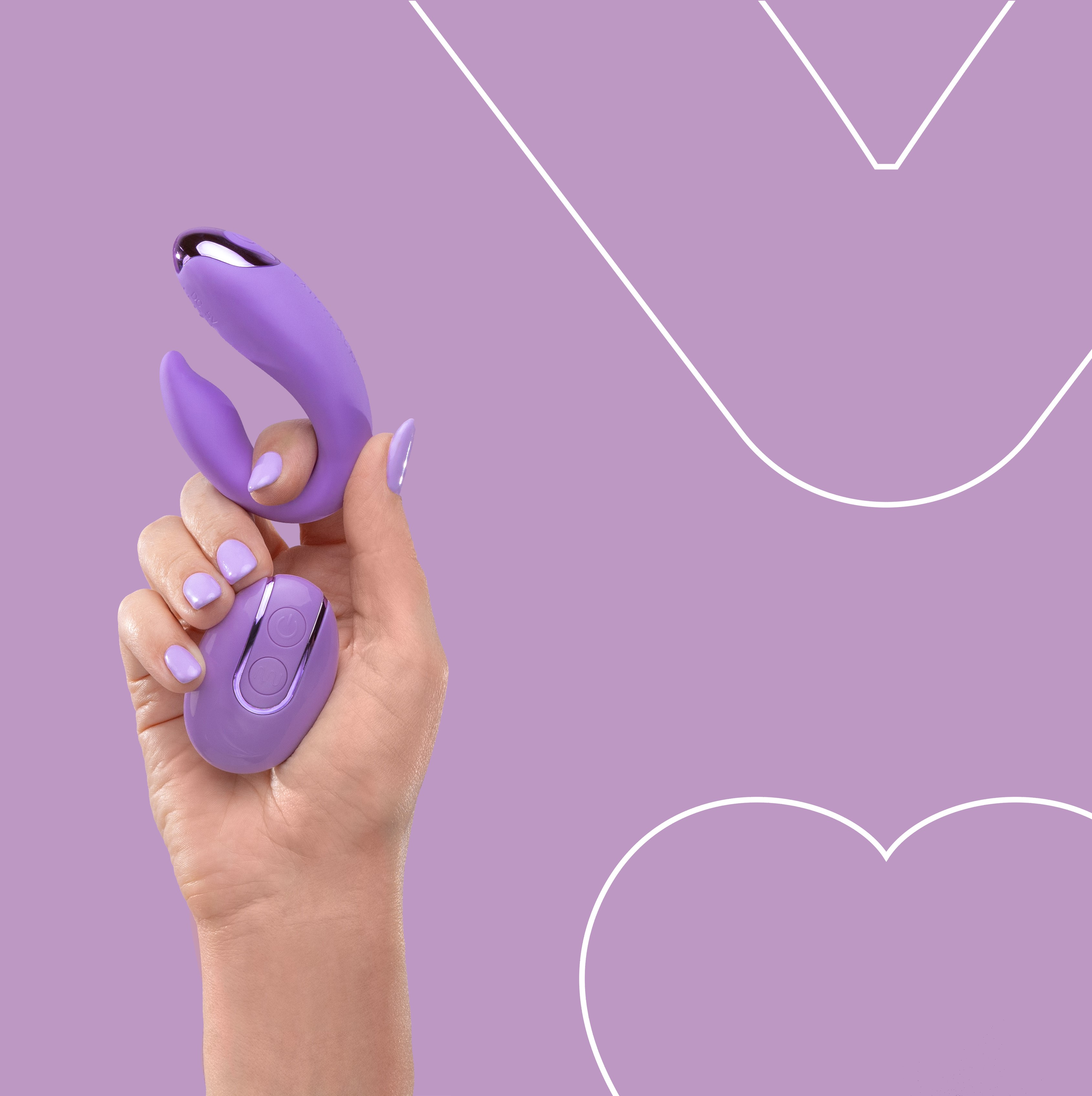 Vibrator Cuplu PleasureBerry FairyGasm, 10 Moduri Vibratii, Remote Control, Silicon, USB, IPX7, Mov, #8, Erotic24.ro