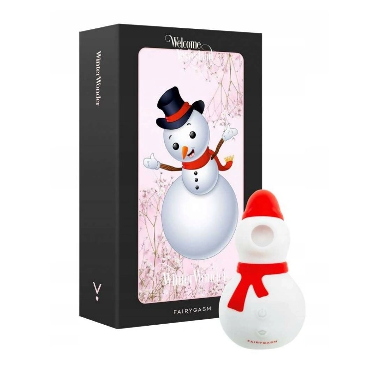 Stimulator SnowMan - FairyGasm, 10 Moduri Aspiratie, Silicon, USB, Alb/Rosu