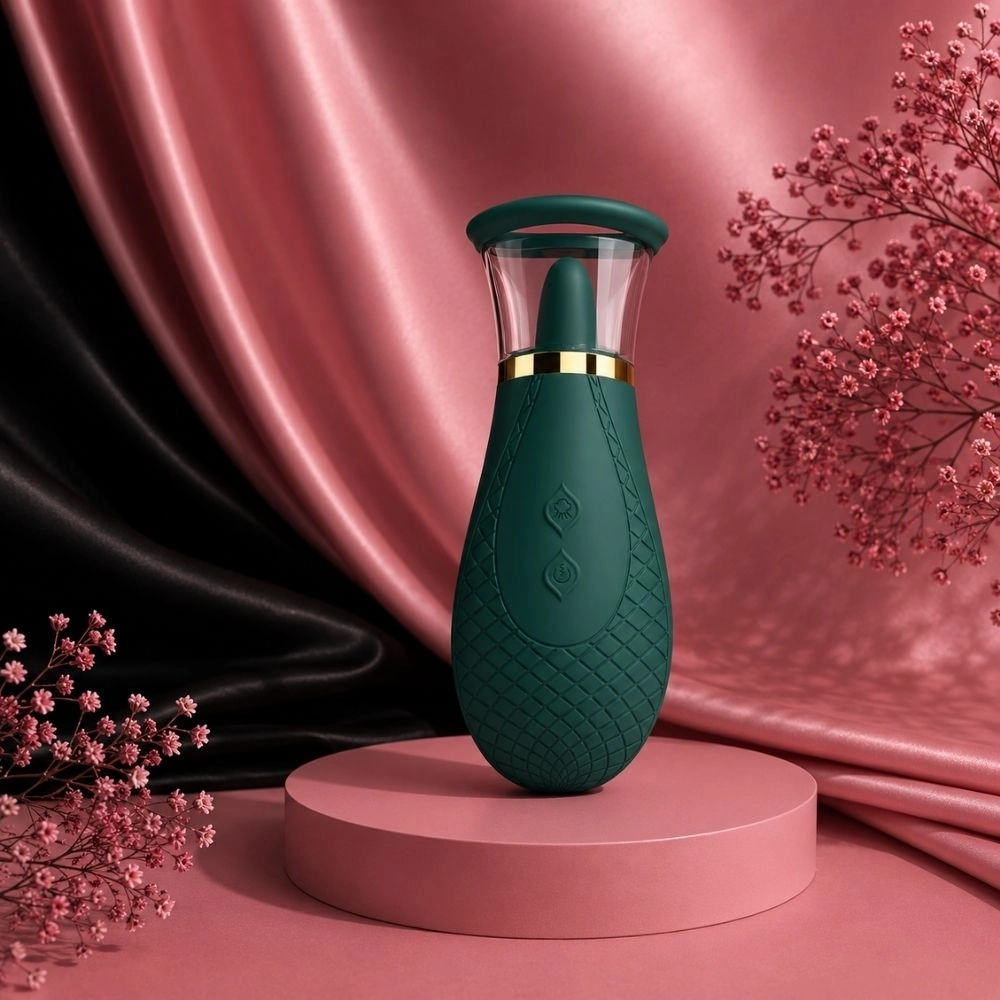 Stimulator Melow, 3 Moduri Suctiune, 9 Moduri Licking, Silicon, USB, Verde, 17 cm, #11, Erotic24.ro