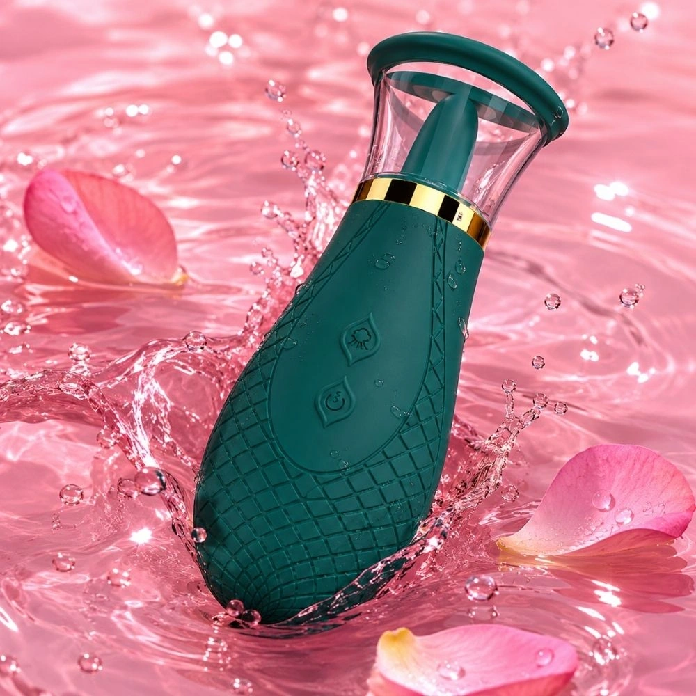Stimulator Melow, 3 Moduri Suctiune, 9 Moduri Licking, Silicon, USB, Verde, 17 cm, #14, Erotic24.ro