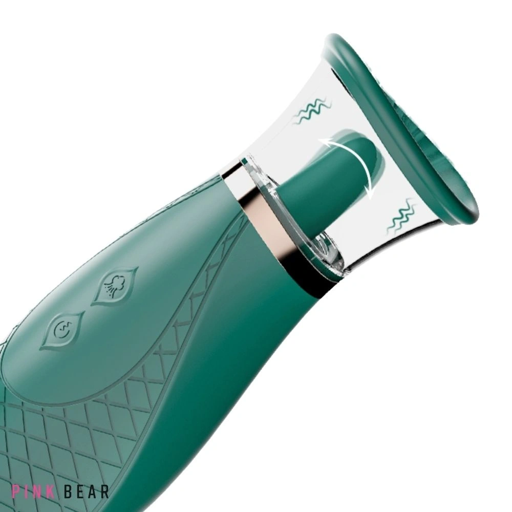 Stimulator Melow, 3 Moduri Suctiune, 9 Moduri Licking, Silicon, USB, Verde, 17 cm, #8, Erotic24.ro