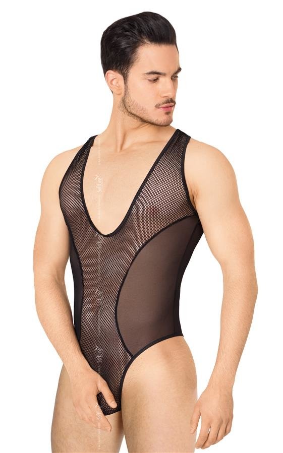 Body Barbati din Plasa Transparenta Negru M/L 