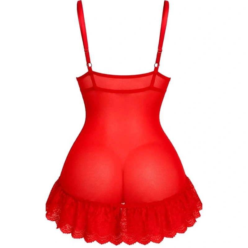 Set Lenjerie Rochie Babydoll+Bikini, Rosu, S/M, #3, Erotic24.ro