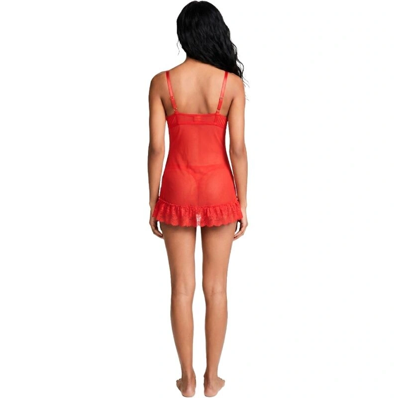 Set Lenjerie Rochie Babydoll+Bikini, Rosu, S/M, #2, Erotic24.ro