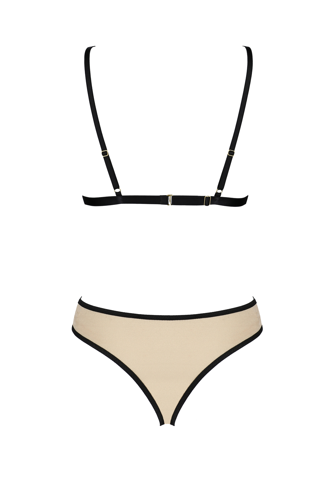 Body Satinat Indila, Auriu/Negru, S/M, Nr. 4, Erotic24.ro