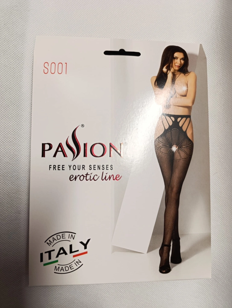 Ciorapi Passion Crotchless Flower, Negru, S-L, #3, Erotic24.ro
