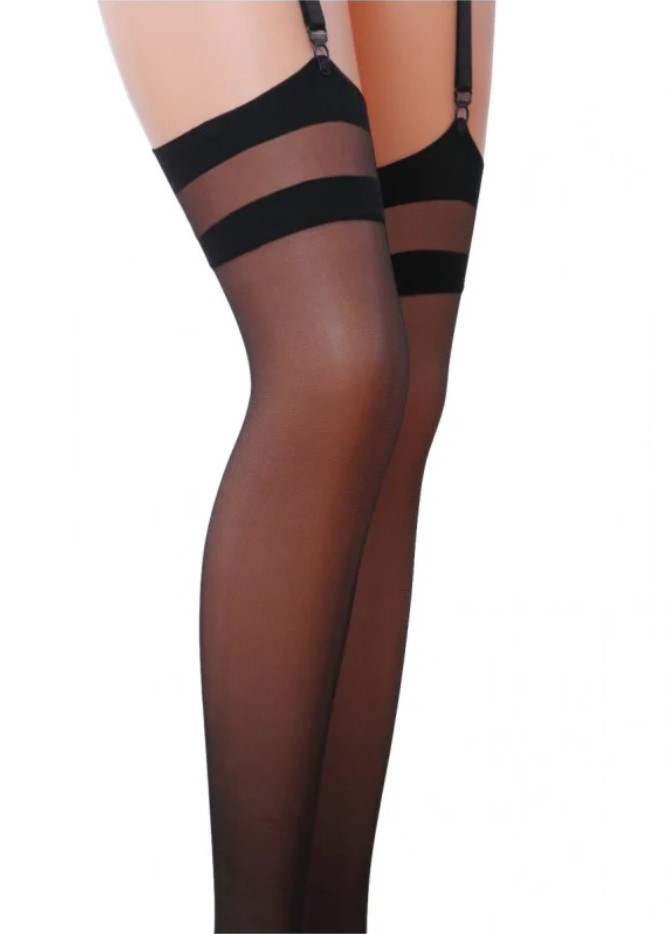 Ciorapi Sexy cu Banda Elastica, 17 DEN, Negru, XL