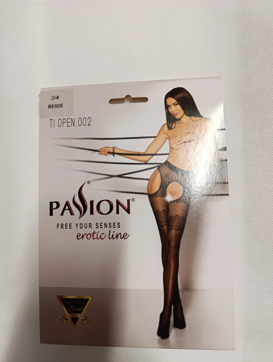 Ciorapi Crotchless cu Tiv Dantelat, 20 Den, Bej, S/M, #2, Erotic24.ro