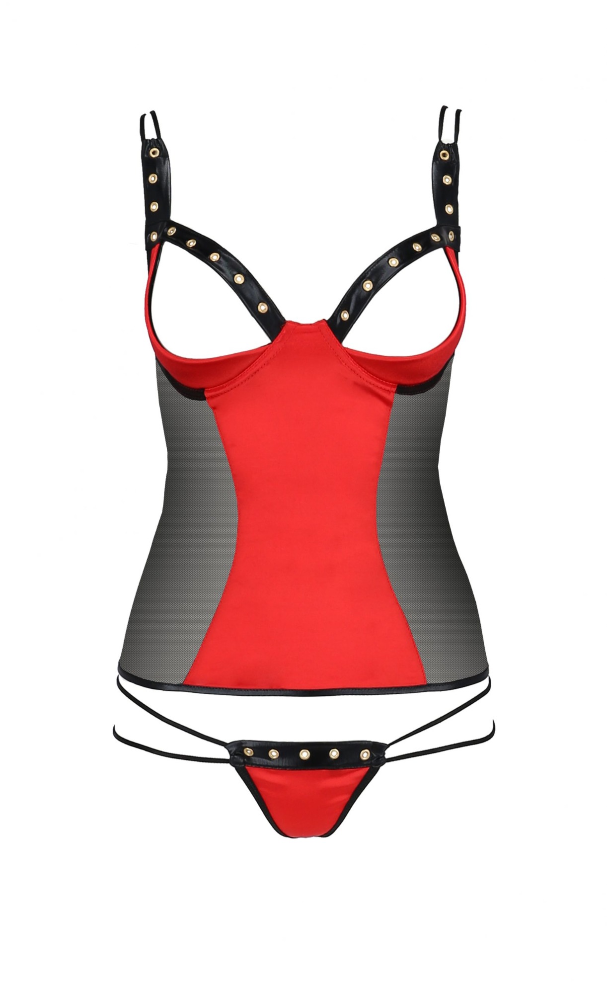 Set 2 Piese Midori, Rosu/Negru, S/M, Nr. 3, Erotic24.ro