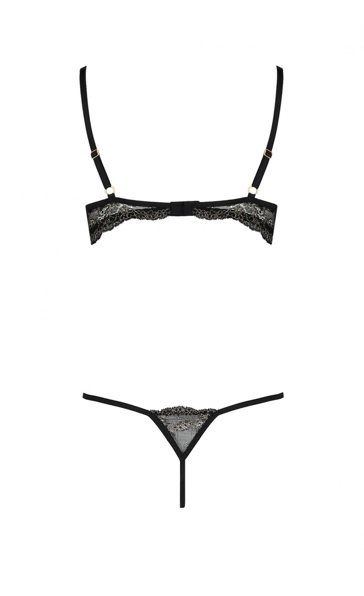 Set 2 Piese Valery, Negru/Auriu, S/M, Nr. 4, Erotic24.ro