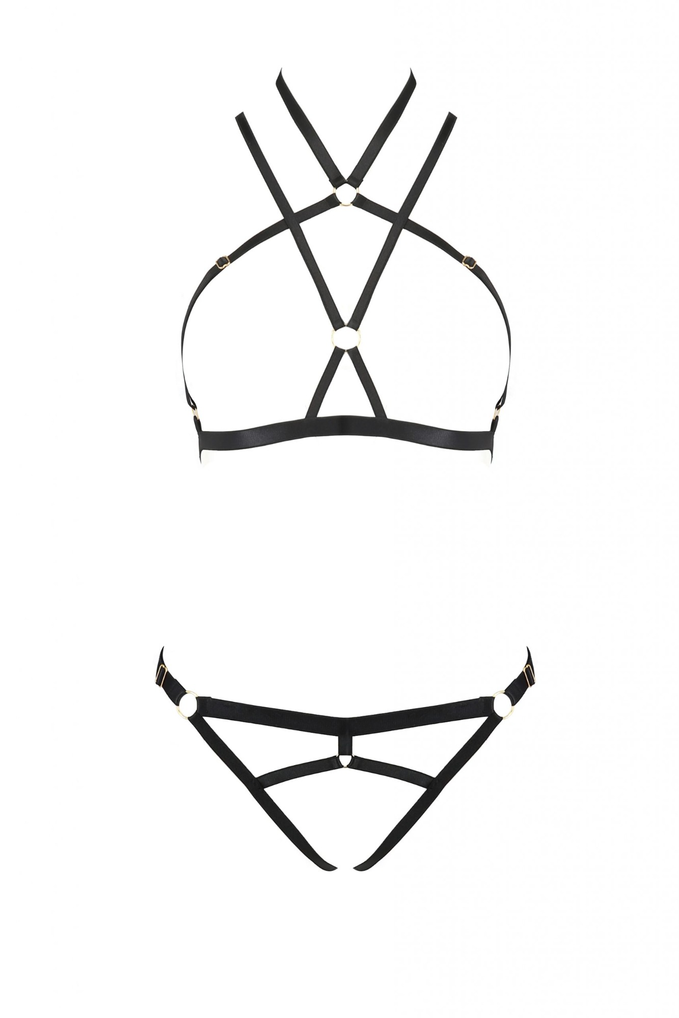 Sutien Harness Kelis, Negru, S/M, Nr. 4, Erotic24.ro