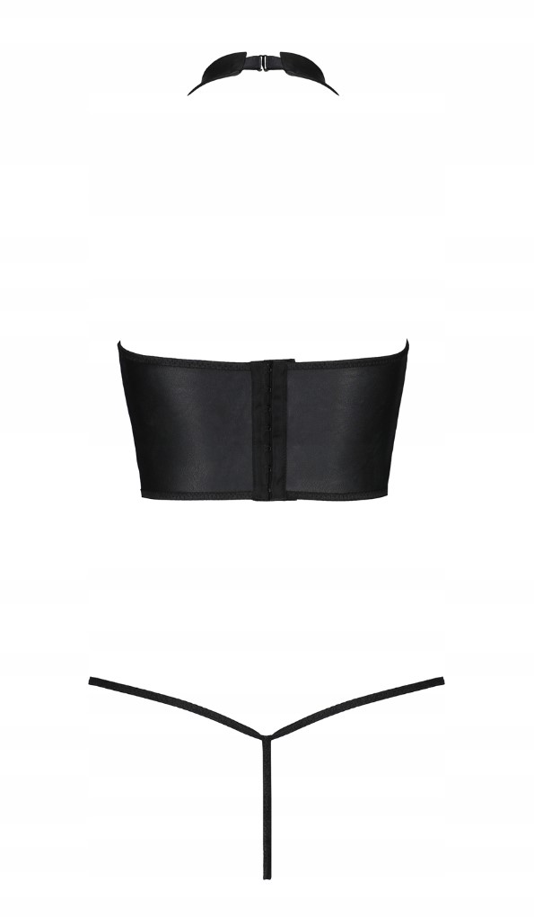 Set 2 Piese Genevia din Piele Ecologica, Negru, S/M, Nr. 4, Erotic24.ro