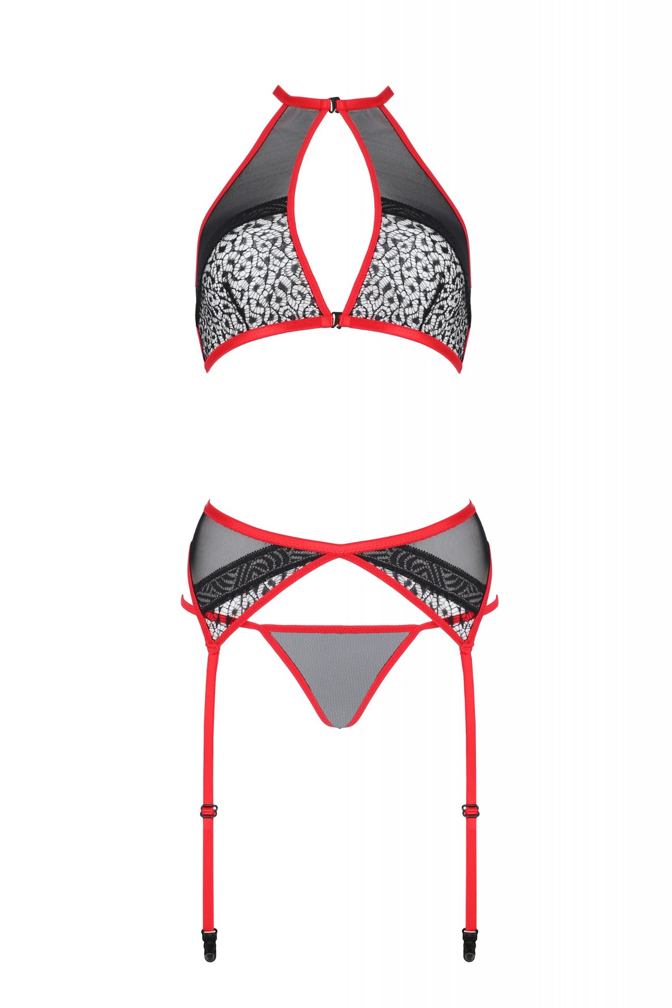 Set 3 Piese Satara, Negru/Rosu, L/XL, #3, Erotic24.ro