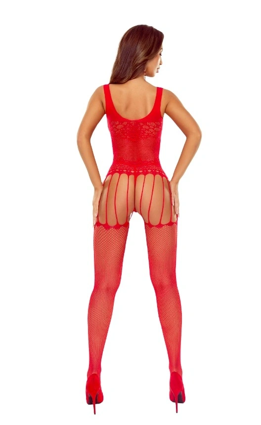 Bodystocking Seducator Model Portjartier, Rosu, S-L, #2, Erotic24.ro