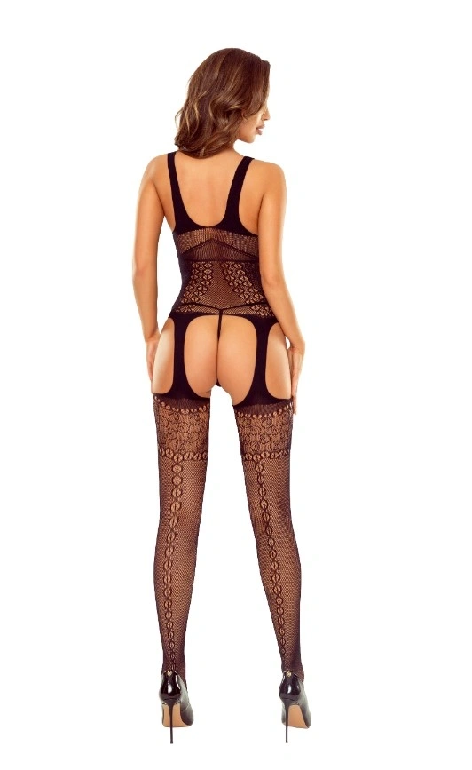 Bodystocking Provocator, Model Portjartier, Negru, S-L, #2, Erotic24.ro