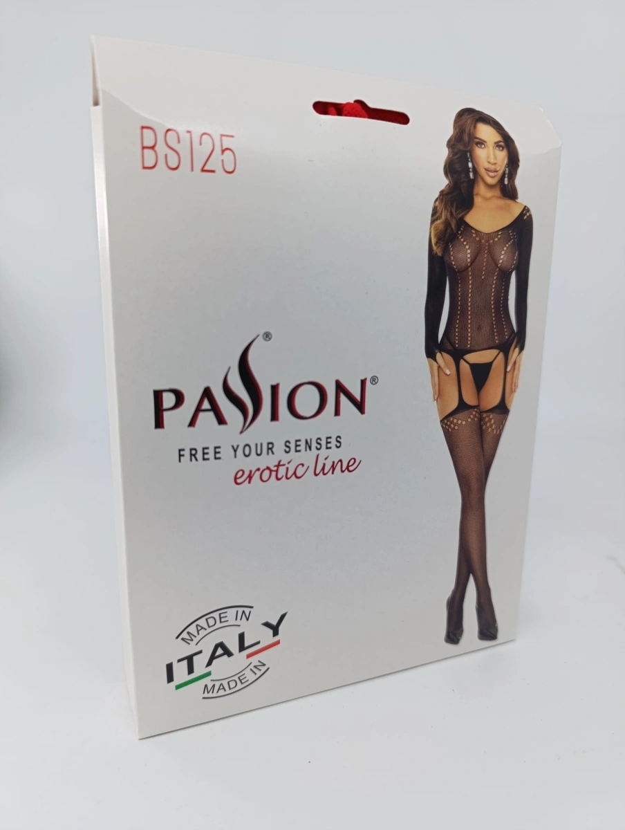 Bodystocking Sexy cu Maneci Lungi, Model Portjartier, Negru, S-L, Nr. 3, Erotic24.ro